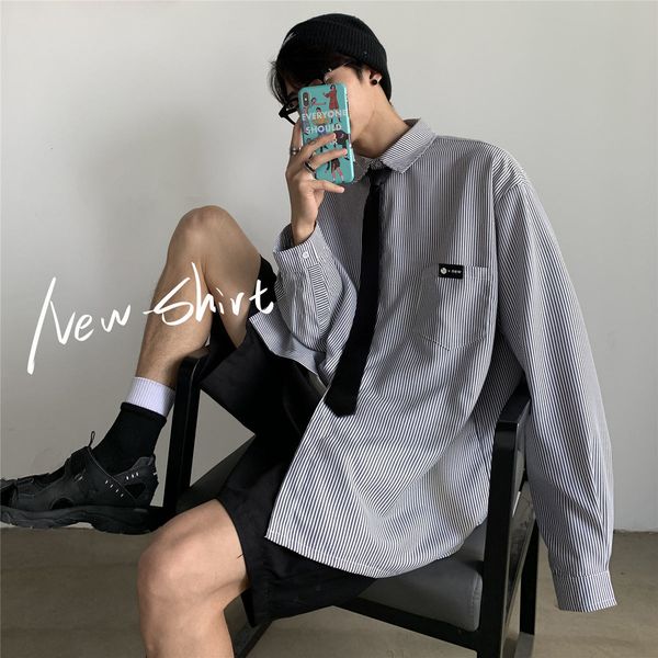 men's casual shirts fashion loose hawaiian striped printing long sleeve camisa masculina streetwear shirt large size s-5xl jb57, White;black 
men's casual shirts fashion loose hawaiian striped printing long sleeve camisa masculina streetwear shirt large size s-5xl jb57, White;black