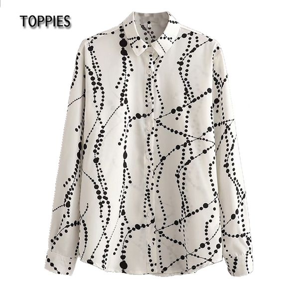 white chain printing shirts woman blouses fashion long sleeve button 210421, Black
white chain printing shirts woman blouses fashion long sleeve button 210421, Black