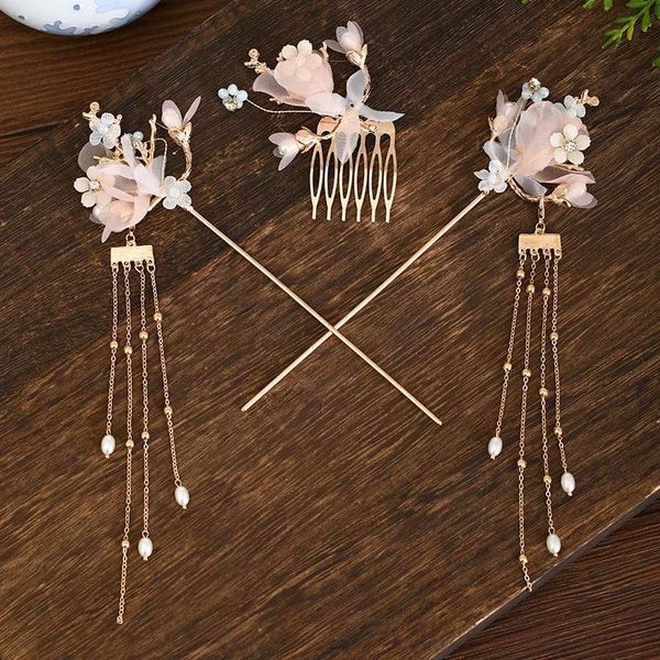 earrings & necklace pink flower hair sticks for women bridal pearls crystal long tassel combs hanfu traditional chinese style accessories, Silver
earrings & necklace pink flower hair sticks for women bridal pearls crystal long tassel combs hanfu traditional chinese style accessories, Silver