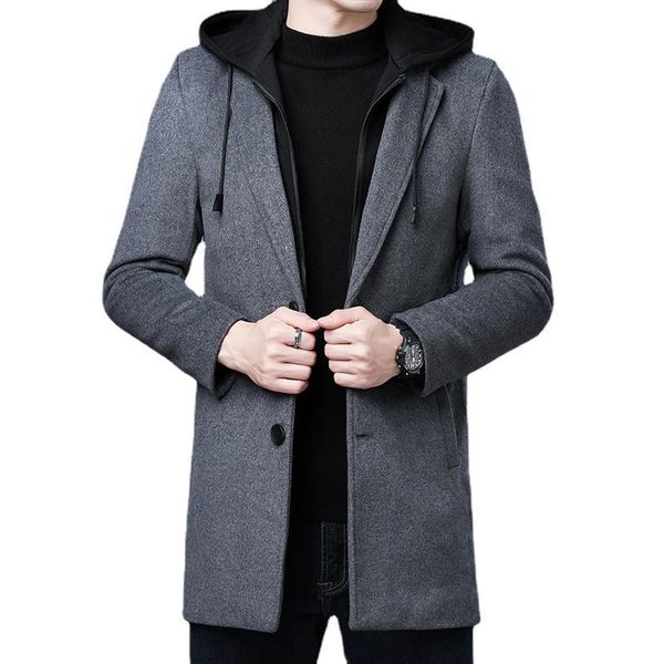 men's wool & blends 2021 mid-length coat / trendy loose casual winter hooded detachable blended windbreaker thick warm long, Black
men's wool & blends 2021 mid-length coat / trendy loose casual winter hooded detachable blended windbreaker thick warm long, Black