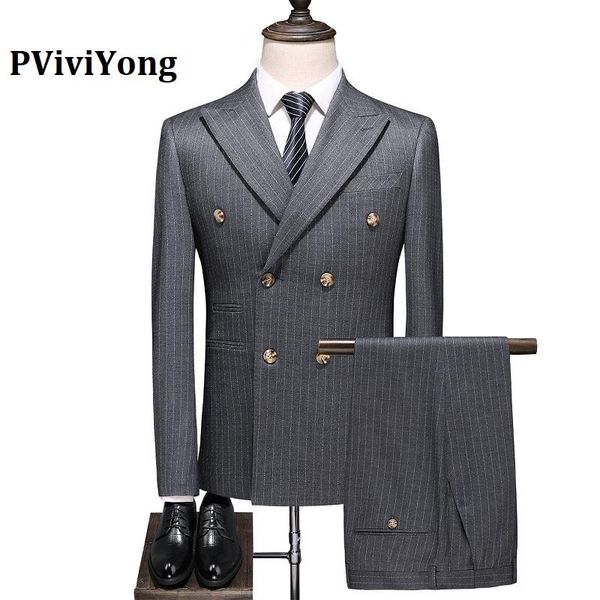 pviviyong brand 2021 suit men double-breasted grey stripe business three-piece (jackets + vest pants) 6034 men's suits & blazer, White;black
pviviyong brand 2021 suit men double-breasted grey stripe business three-piece (jackets + vest pants) 6034 men's suits & blazer, White;black