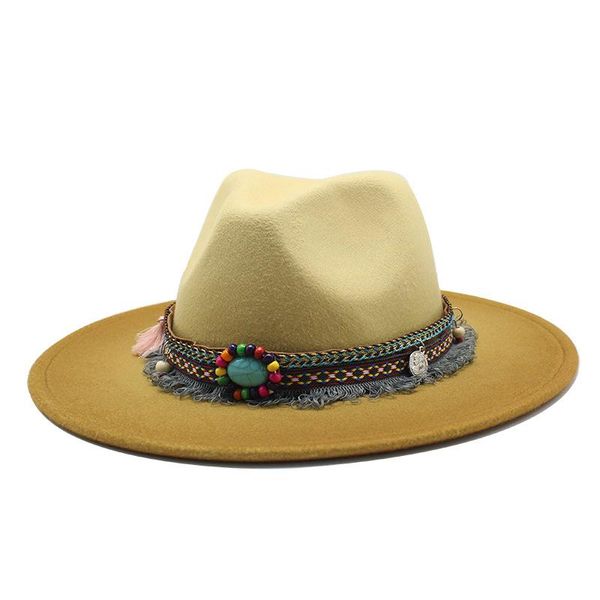 wide brim hats ethnic style jazz fedora hat women men gradient felt with grain tassel band decor imitation woolen bowler, Blue;gray
wide brim hats ethnic style jazz fedora hat women men gradient felt with grain tassel band decor imitation woolen bowler, Blue;gray