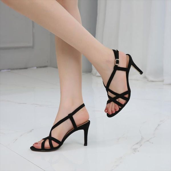sandals shoes women 2021 summer version t-string flock high thin heels all matching hollow-out roman versatile sexy, Black
sandals shoes women 2021 summer version t-string flock high thin heels all matching hollow-out roman versatile sexy, Black