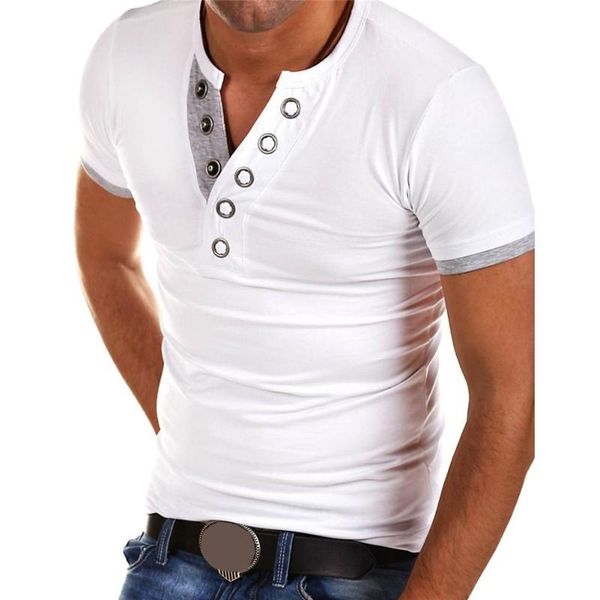 men's t-shirts men summer color block snap buttons v neck short sleeve t-shirt slim fit top, White;black
men's t-shirts men summer color block snap buttons v neck short sleeve t-shirt slim fit top, White;black