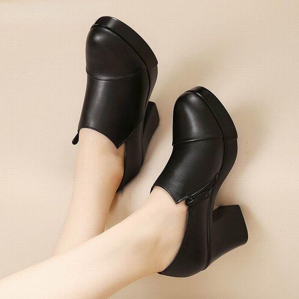 dress shoes 2021 women's spring and autumn thick high heels fashion women genuine leather first layer of cowhide platform pumps, Black
dress shoes 2021 women's spring and autumn thick high heels fashion women genuine leather first layer of cowhide platform pumps, Black