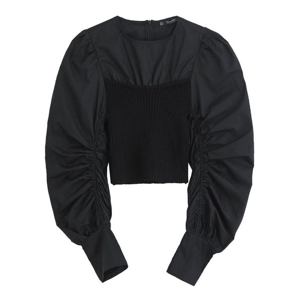 - 306 2021 autumn europe and the united states women's splicing knit a female of cultivate morality blouses & shirts, White
- 306 2021 autumn europe and the united states women's splicing knit a female of cultivate morality blouses & shirts, White