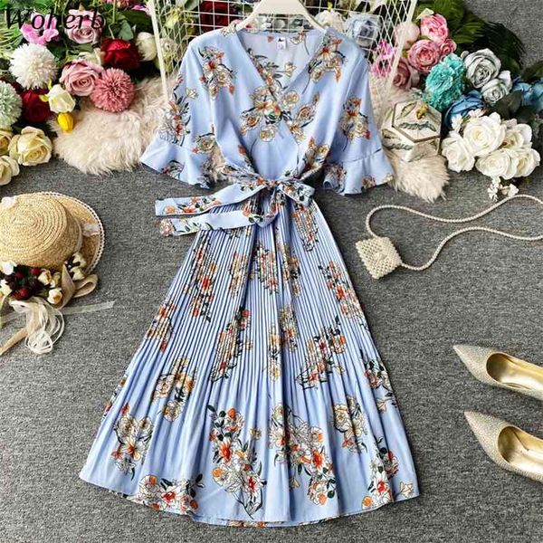 sweet floral chiffon flare sleeve long dress women pleated vintage v-neck beach slim waist lace-up vestidos 25774 210519, Black;gray
sweet floral chiffon flare sleeve long dress women pleated vintage v-neck beach slim waist lace-up vestidos 25774 210519, Black;gray