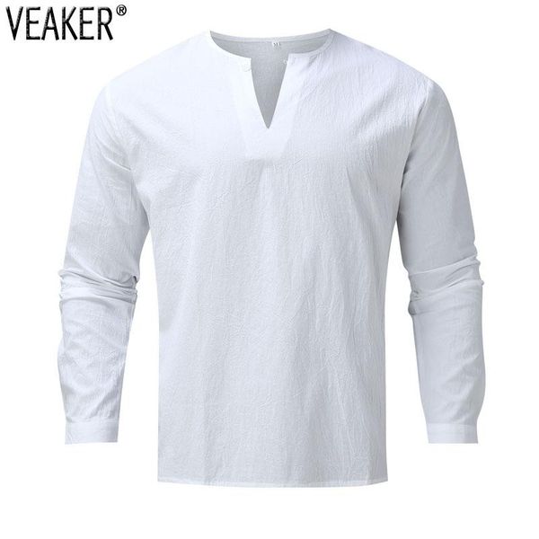 men's casual shirts 2021 v neck cotton linen male white long sleeve loose shirt s-2xl, White;black
men's casual shirts 2021 v neck cotton linen male white long sleeve loose shirt s-2xl, White;black
