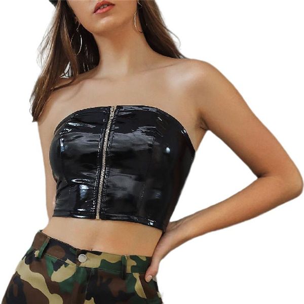women's tanks & camis lady strapless boob tube solid black color sleeveless zipper pu leather tank women summer punk crop, White
women's tanks & camis lady strapless boob tube solid black color sleeveless zipper pu leather tank women summer punk crop, White