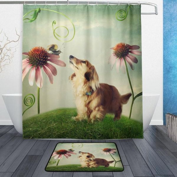 shower curtains cute dog and snail on flower waterproof polyester fabric curtain with hooks doormat bath floor mat bathroom home decor
shower curtains cute dog and snail on flower waterproof polyester fabric curtain with hooks doormat bath floor mat bathroom home decor
