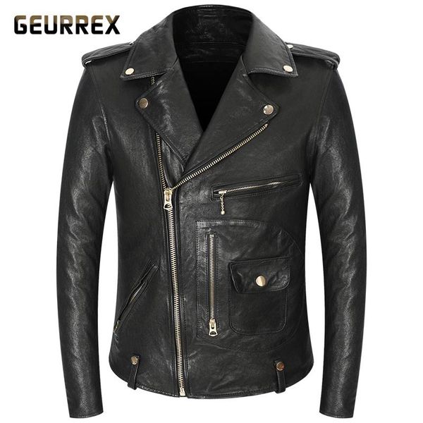 motorcycle leather coat male slim fit oblique zipper men's genuine jackets biker tanned sheepskin hombre men 5xl & faux, Black
motorcycle leather coat male slim fit oblique zipper men's genuine jackets biker tanned sheepskin hombre men 5xl & faux, Black