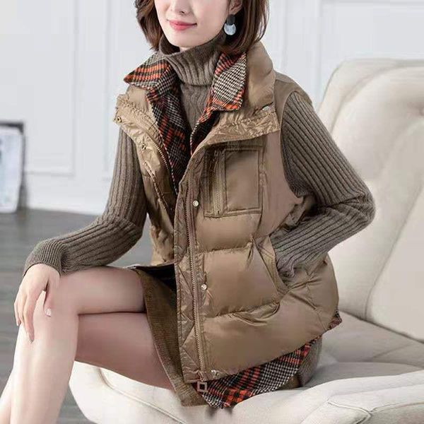 women's vests 2021 autumn winter women vest cotton-padded short waistcoat female plus size sleeveless outwear ladies casual parkas h108, Black;white
women's vests 2021 autumn winter women vest cotton-padded short waistcoat female plus size sleeveless outwear ladies casual parkas h108, Black;white