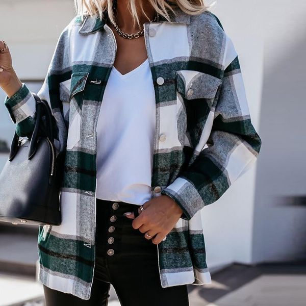 women's wool & blends autumn coat 2021 winter fashion loose plaid print pocket long sleeve jacket single breasted comfy young style clo, Black
women's wool & blends autumn coat 2021 winter fashion loose plaid print pocket long sleeve jacket single breasted comfy young style clo, Black