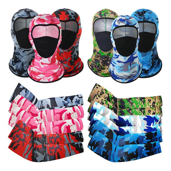 3-PCs Set Cycling Net Yarn Headgear Face Masks Sports Sunscreen Sleeves Men Women Outdoor Bicycle Dustproof Hooded Caps breathable