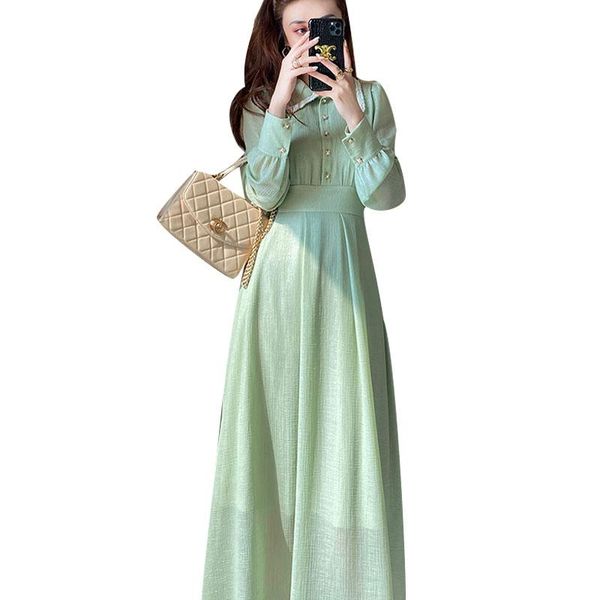 women's spring autumn chiffon dress lace up long sleeve turn-down collar solid color button elegant ss3613 casual dresses, Black;gray
women's spring autumn chiffon dress lace up long sleeve turn-down collar solid color button elegant ss3613 casual dresses, Black;gray