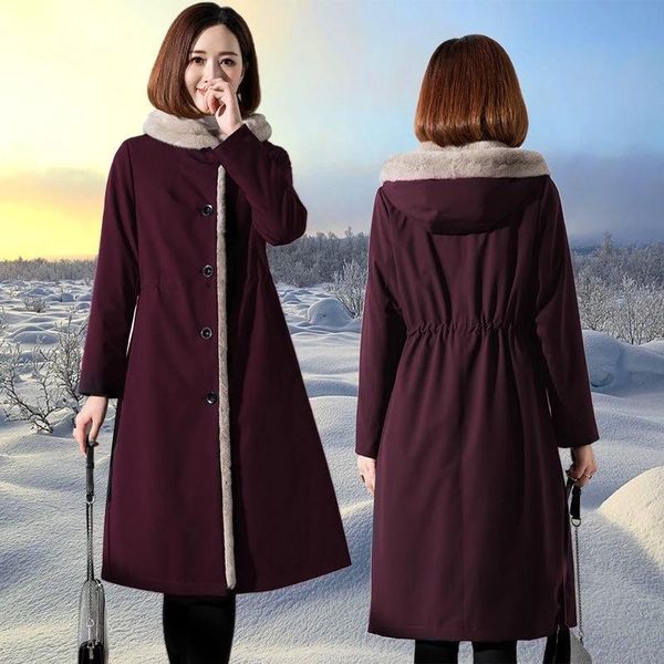 women's fur & faux 2021winter imitation coat women long thick warm parker buttons mink liner hooded parka femal, Black
women's fur & faux 2021winter imitation coat women long thick warm parker buttons mink liner hooded parka femal, Black
