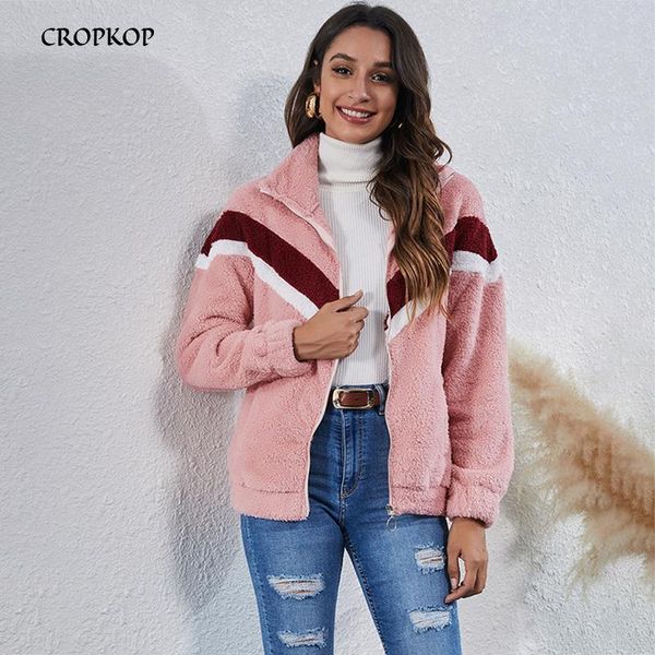 women's jackets winter women plush striped zipper jacket elegant loose black warm patchwork coat korean fashion turtleneck ladies cloth, Black;brown
women's jackets winter women plush striped zipper jacket elegant loose black warm patchwork coat korean fashion turtleneck ladies cloth, Black;brown