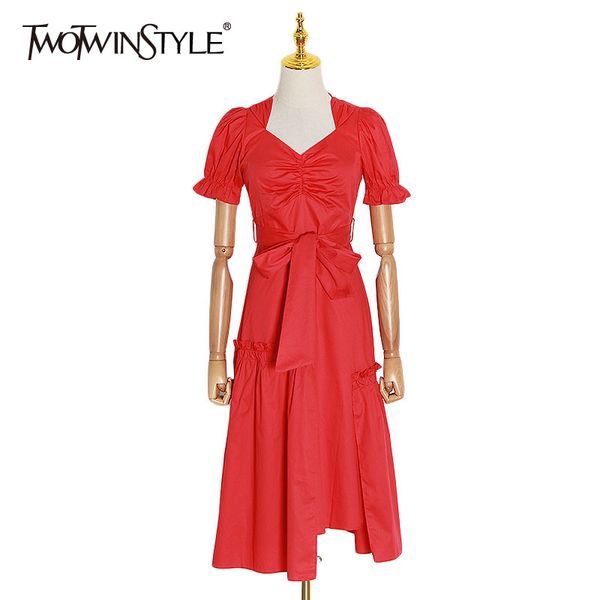 twotwinstyle lace up elegant women dresses v neck puff short sleeve high waist midi dress female fashion autumn clothes 210517, Black;gray
twotwinstyle lace up elegant women dresses v neck puff short sleeve high waist midi dress female fashion autumn clothes 210517, Black;gray