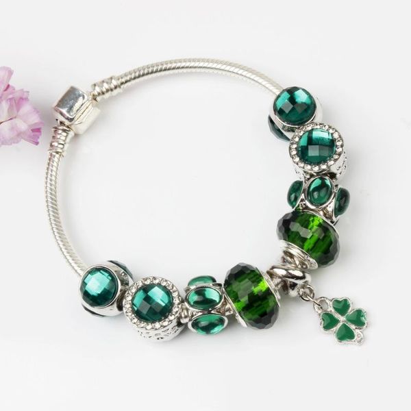 clover of four leaves charm bracelet diy green glass beads for women bracelets, Golden;silver
clover of four leaves charm bracelet diy green glass beads for women bracelets, Golden;silver