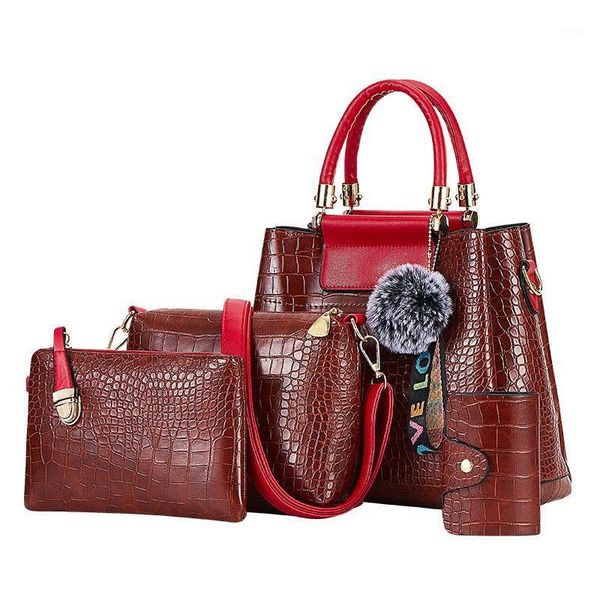 evening bags women's bag luxury crocodile pattern handbag composite designer large capacity shoulder with fur ball 4 pcs purse1
evening bags women's bag luxury crocodile pattern handbag composite designer large capacity shoulder with fur ball 4 pcs purse1