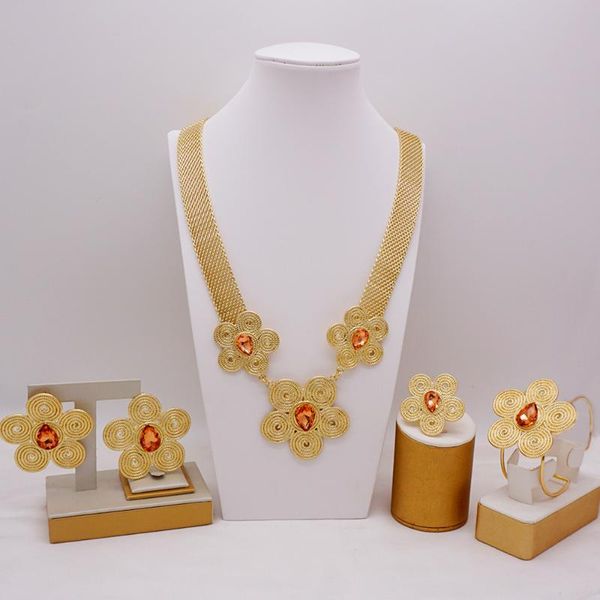earrings & necklace luxury dubai 24k gold plated jewelry sets flower crystal set for women india party wedding bracelet earring, Silver
earrings & necklace luxury dubai 24k gold plated jewelry sets flower crystal set for women india party wedding bracelet earring, Silver