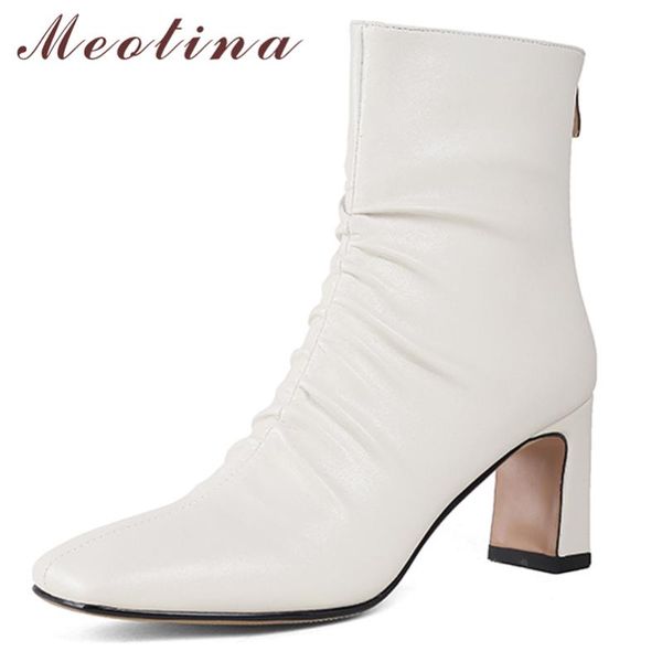 boots meotina women genuine leather thick high heel ankle square toe pleated zipper ladies autumn black white 40
boots meotina women genuine leather thick high heel ankle square toe pleated zipper ladies autumn black white 40