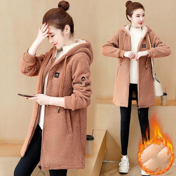 women's fur & faux winter warm female lambswool plush coats hooded outerwear clothing ladies long jacket autumn plus size 3xl, Black
women's fur & faux winter warm female lambswool plush coats hooded outerwear clothing ladies long jacket autumn plus size 3xl, Black