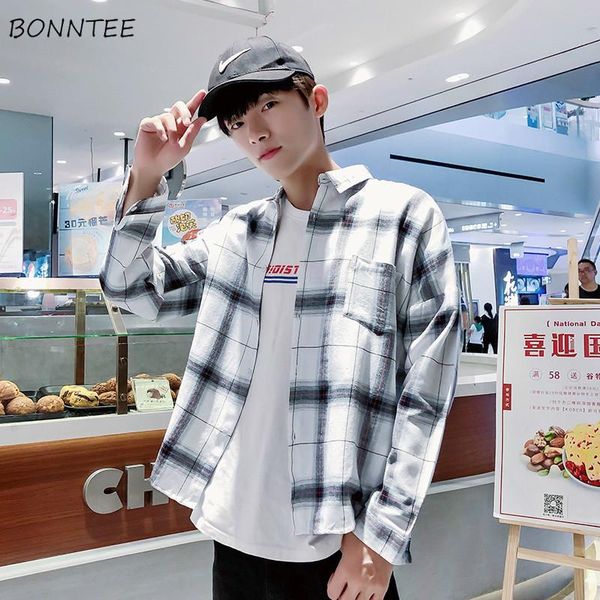 men shirt casual slim fit plaid simple loose mens shirts single breasted long sleeve harajuku plus size clothes fashions chic men's, White;black
men shirt casual slim fit plaid simple loose mens shirts single breasted long sleeve harajuku plus size clothes fashions chic men's, White;black