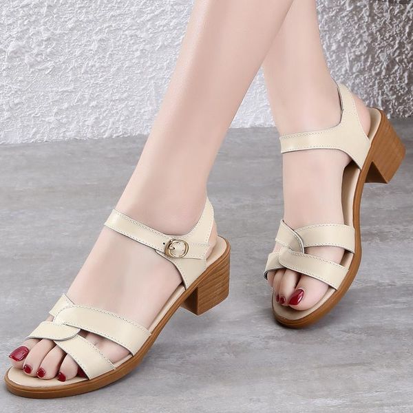 women sandals fashion thick heels genuine leather female cowhide shoes casual fish mouth outdoor beach ladies office summer, Black
women sandals fashion thick heels genuine leather female cowhide shoes casual fish mouth outdoor beach ladies office summer, Black