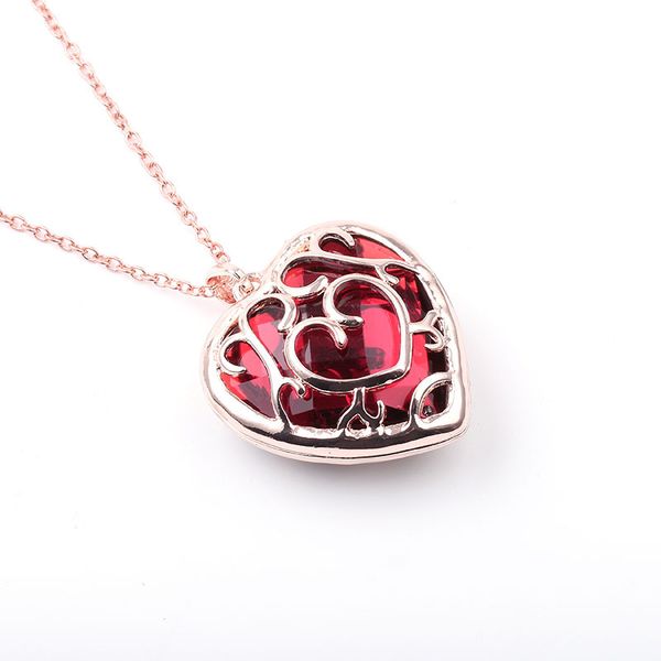 ruby heart inlaid graphic design metal necklace with pendant fashion gift anniversary party, Silver
ruby heart inlaid graphic design metal necklace with pendant fashion gift anniversary party, Silver