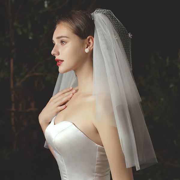 v712 delicate elbow length marriage bridal veil multi-layer soft tulle applique netting white blusher wedding party bride headdress, Black
v712 delicate elbow length marriage bridal veil multi-layer soft tulle applique netting white blusher wedding party bride headdress, Black