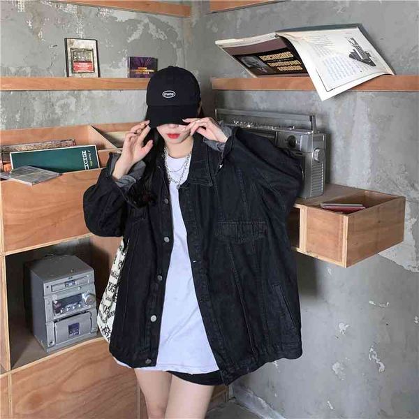 jacket 2021 korean style loose all-match female casual denim trend jacket, Black;brown
jacket 2021 korean style loose all-match female casual denim trend jacket, Black;brown