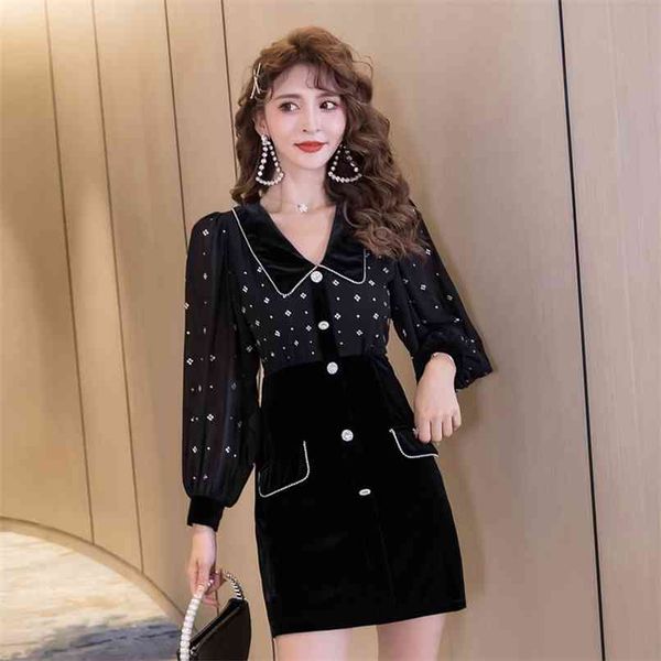 fashion women's dress spring high-end custom all-match puff sleeve polo collar mini skirt 210520, Black;gray
fashion women's dress spring high-end custom all-match puff sleeve polo collar mini skirt 210520, Black;gray