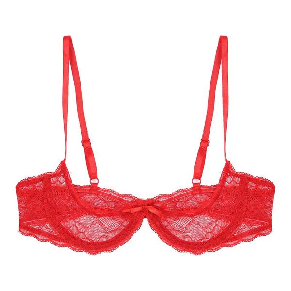 bras womens see through sheer lace lingerie underwear adjustable spaghetti shoulder straps 1/4 cups push up underwire bra, Red;black
bras womens see through sheer lace lingerie underwear adjustable spaghetti shoulder straps 1/4 cups push up underwire bra, Red;black