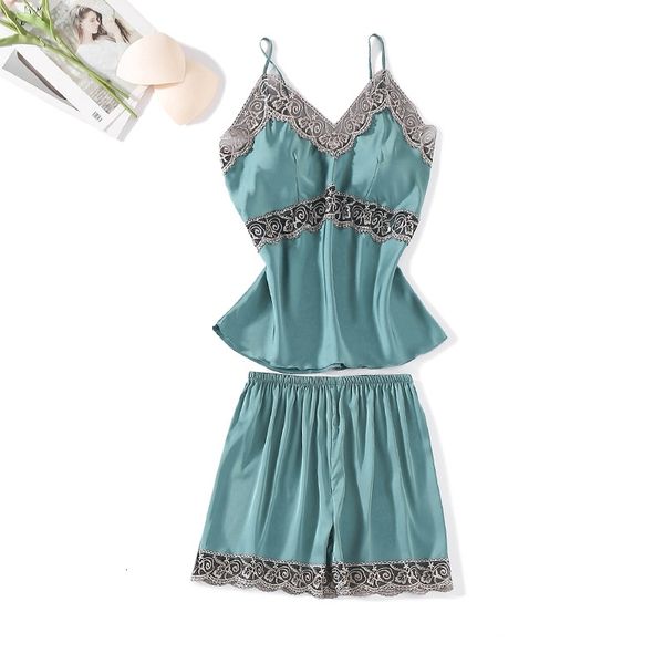 women's sleepwear 2pcs nightwear pajamas suit satin cami&shorts sets women lace trim intimate lingerie summer home clothing l, Black;red
women's sleepwear 2pcs nightwear pajamas suit satin cami&shorts sets women lace trim intimate lingerie summer home clothing l, Black;red