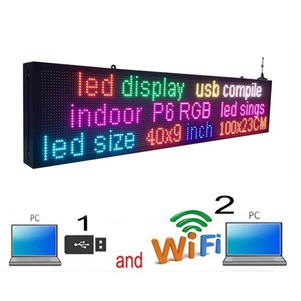 ph6 mm indoor led sign 7 color wifi and usb programmable rolling information display 40" x 9" high resolution business advertising
ph6 mm indoor led sign 7 color wifi and usb programmable rolling information display 40" x 9" high resolution business advertising