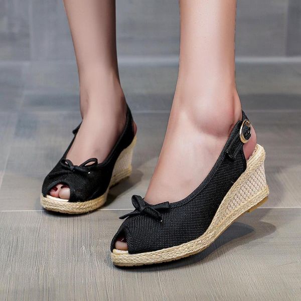 sandals 2021 ladies platform bohemia flax wedge fish mouth summer women party weaving shoes woman bow high heel, Black
sandals 2021 ladies platform bohemia flax wedge fish mouth summer women party weaving shoes woman bow high heel, Black