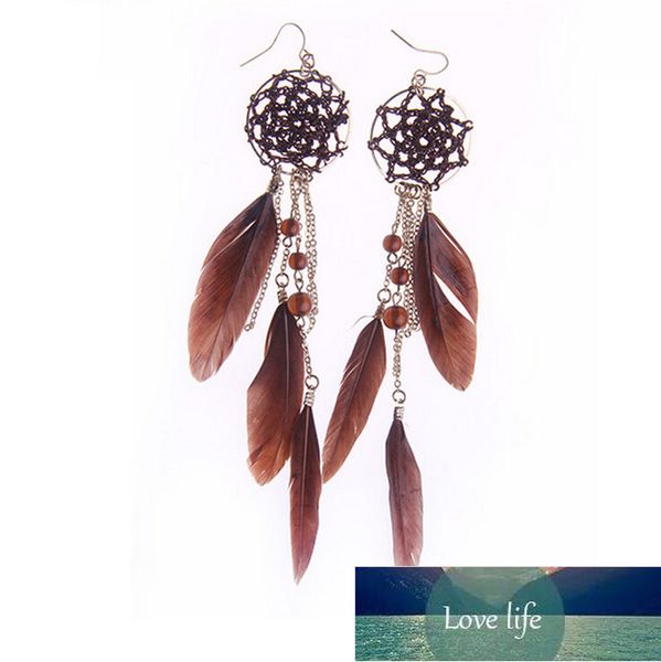 fashion jewelry new bohemia feather beads long design dream catcher drop earrings for women, Silver
fashion jewelry new bohemia feather beads long design dream catcher drop earrings for women, Silver