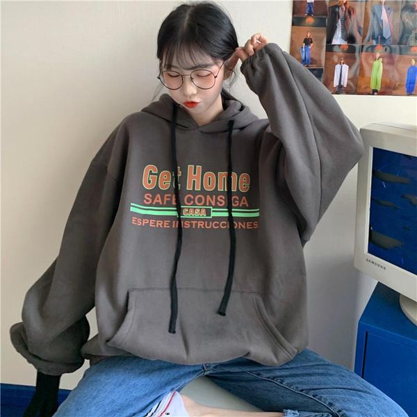 women's hoodies & sweatshirts autumn and winter super loose hooded sweatshirt female korean casual versatile large pocket printed wn*, Black
women's hoodies & sweatshirts autumn and winter super loose hooded sweatshirt female korean casual versatile large pocket printed wn*, Black