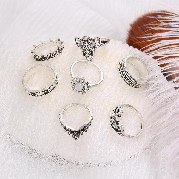 7pcs/set simple carved elephant shaped ring for women wedding engagement party exquisite jewelry accessories gift rings, Slivery;golden
7pcs/set simple carved elephant shaped ring for women wedding engagement party exquisite jewelry accessories gift rings, Slivery;golden