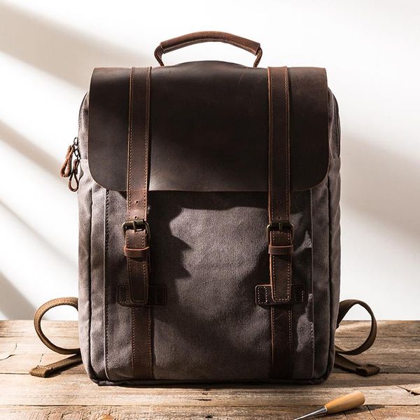 backpack oil wax canvas crazy horse leather men's retro personality large capacity computer bag outdoor travel women
backpack oil wax canvas crazy horse leather men's retro personality large capacity computer bag outdoor travel women