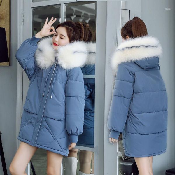 women's down & parkas 2021 women winter fashion warm thick cotton outwear hooded big fur collar jackets female solid long coats a175, Black
women's down & parkas 2021 women winter fashion warm thick cotton outwear hooded big fur collar jackets female solid long coats a175, Black