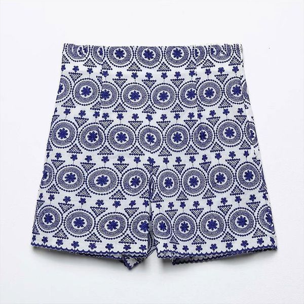 za summer embroidered women shorts flowers print elegant high waist mujer, White;black
za summer embroidered women shorts flowers print elegant high waist mujer, White;black