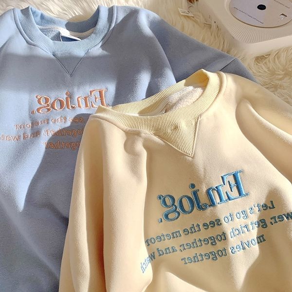 weywot soft milk blue salt couple's sweater embroidery design sense korean loose new pure thin coat fashion, Black
weywot soft milk blue salt couple's sweater embroidery design sense korean loose new pure thin coat fashion, Black