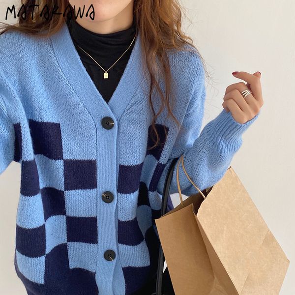 hit color plaid single-breasted long-sleeved knitted cardigan korean autumn and winter retro v-neck sweaters coat women 210506, White
hit color plaid single-breasted long-sleeved knitted cardigan korean autumn and winter retro v-neck sweaters coat women 210506, White