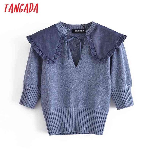 women fashion oversized collar knitted sweater jumper short sleeve pullovers chic 3h301 210416, White;black
women fashion oversized collar knitted sweater jumper short sleeve pullovers chic 3h301 210416, White;black