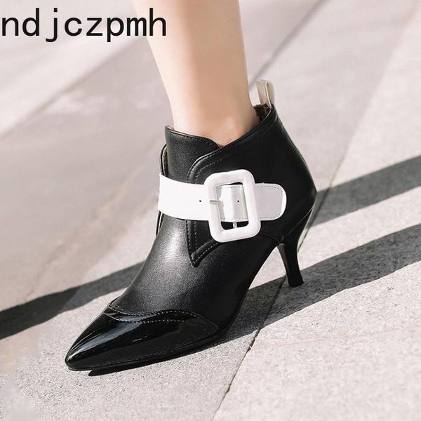 boots women's autumn and winter the fashion pointed color matching fine heel mid short tube shoes size 34-45, Black
boots women's autumn and winter the fashion pointed color matching fine heel mid short tube shoes size 34-45, Black