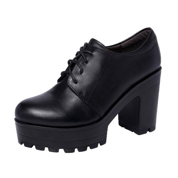 autumn and winter thick with lace high heel platform leather deep mouth round large size single shoes women's black dress
autumn and winter thick with lace high heel platform leather deep mouth round large size single shoes women's black dress