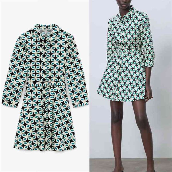 print belt green mini dress women vintage long sleeve shirt dresses woman fashion front button summer vestidos 210524, Black;gray
print belt green mini dress women vintage long sleeve shirt dresses woman fashion front button summer vestidos 210524, Black;gray