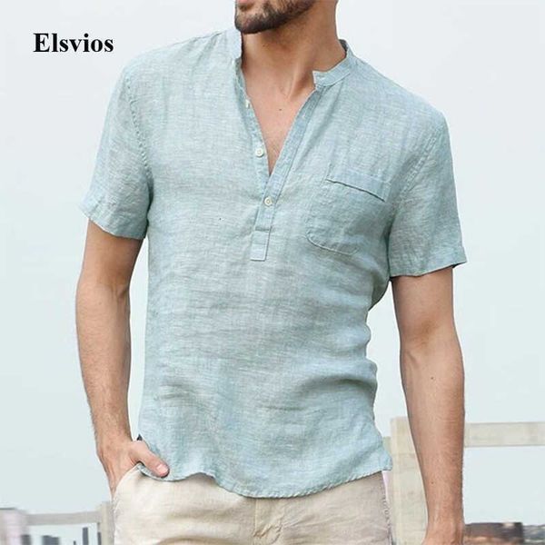 men's casual shirts fashion stand collar button pocket summer vintage linen cotton for men short sleeve mens pullov 7eic, White;black
men's casual shirts fashion stand collar button pocket summer vintage linen cotton for men short sleeve mens pullov 7eic, White;black